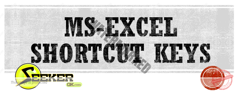 MS Excel shortcut keys list