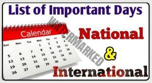 Read more about the article Important Dates and Days of the year